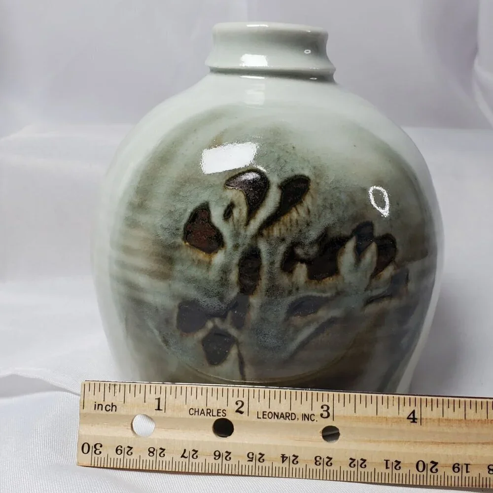 Vintage Handcrafted Bud Vase With Abstract Design Studio Art Artisan Made 5.25